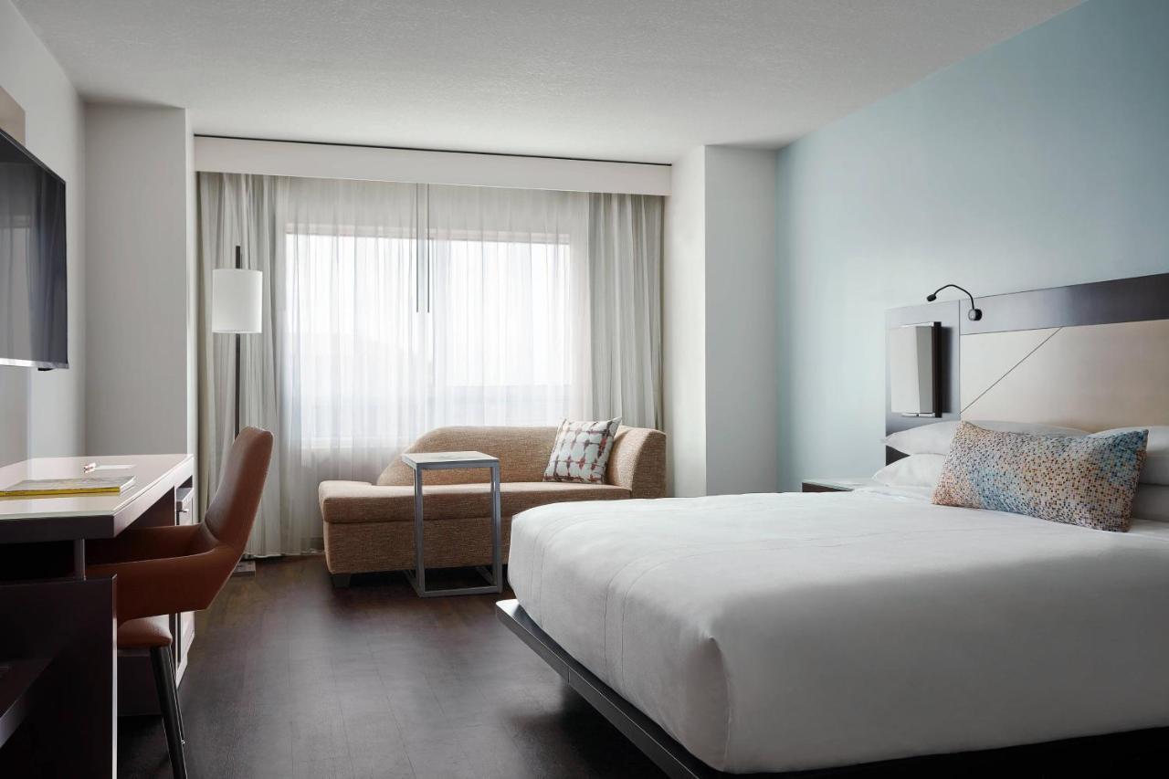 Habitación con cama extragrande y sofá cama